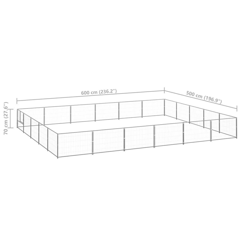 Psí kotec stříbrný 30 m² ocel