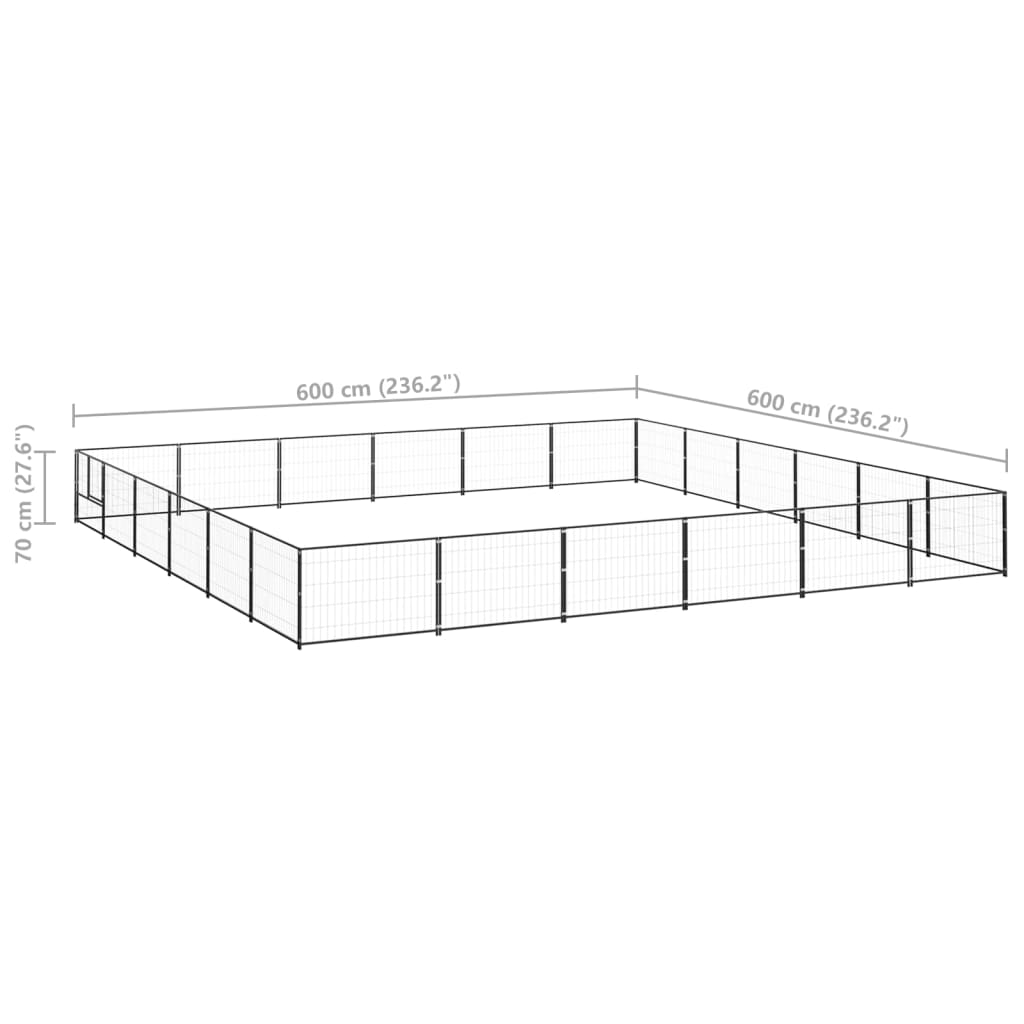 Psí kotec černý 36 m² ocel