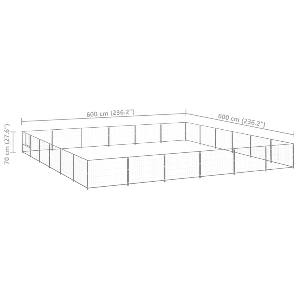 Psí kotec stříbrný 36 m² ocel