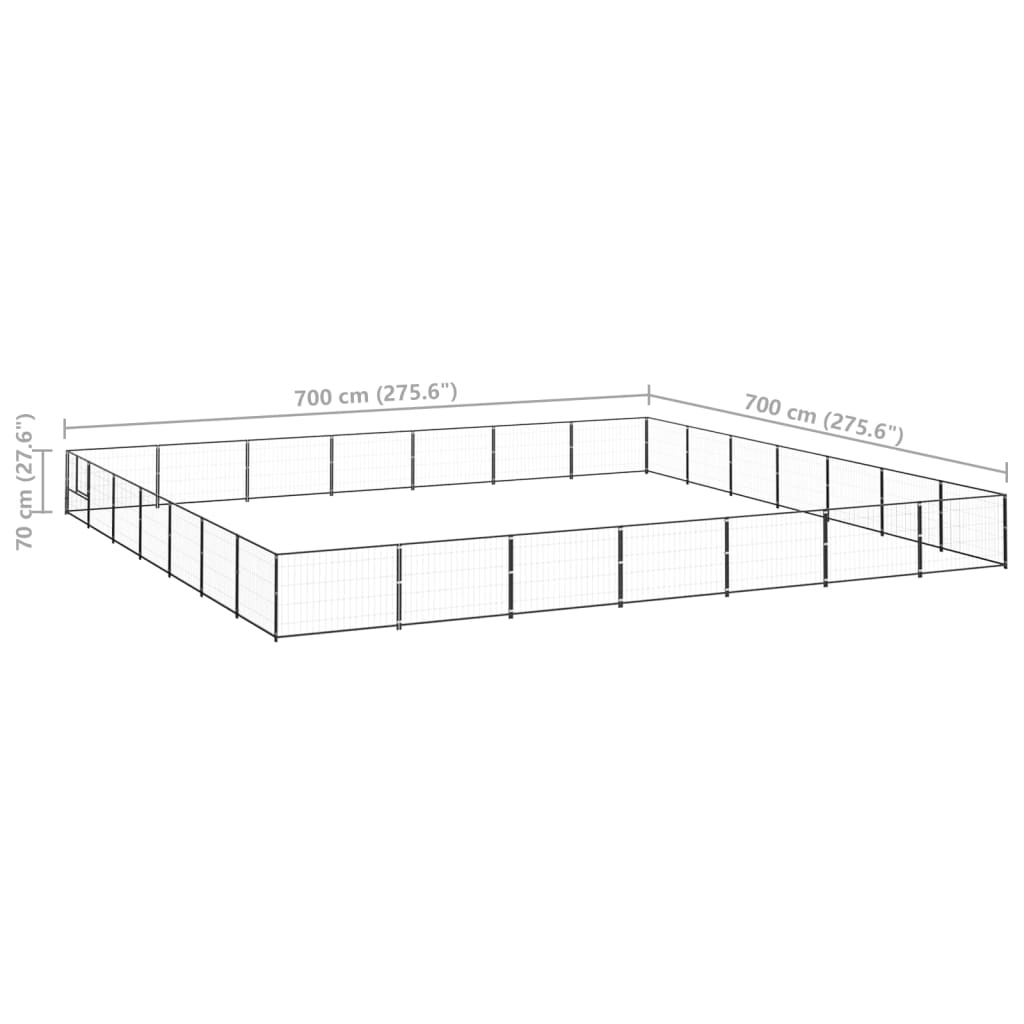 Psí kotec černý 49 m² ocel