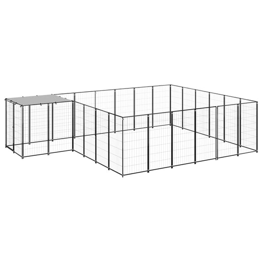 Psí kotec černý 12,1 m² ocel