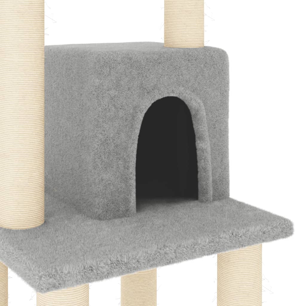 Škrabadlo pro kočky se sisalovými sloupky světle šedé 105 cm