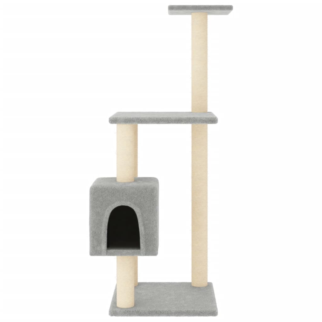 Škrabadlo pro kočky se sisalovými sloupky světle šedé 104 cm