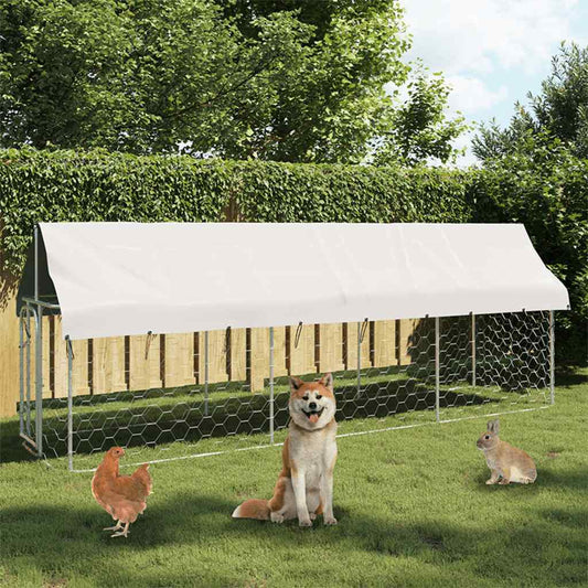 Venkovní psí kotec se střechou 400 x 100 x 150 cm
