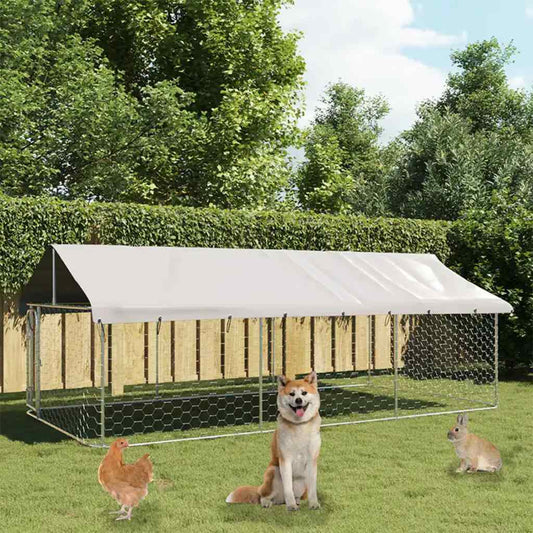 Venkovní psí kotec se střechou 400 x 200 x 150 cm
