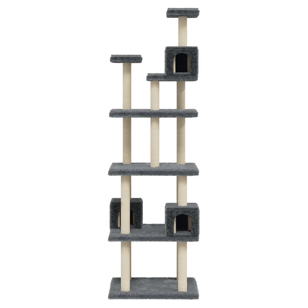 Škrabadlo pro kočky se sisalovými sloupky tmavě šedé 188 cm