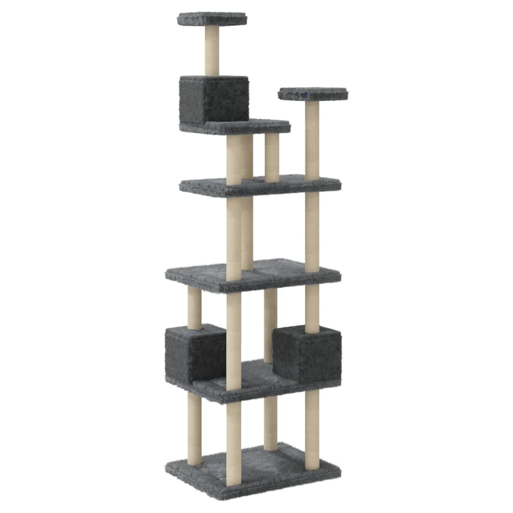 Škrabadlo pro kočky se sisalovými sloupky tmavě šedé 188 cm