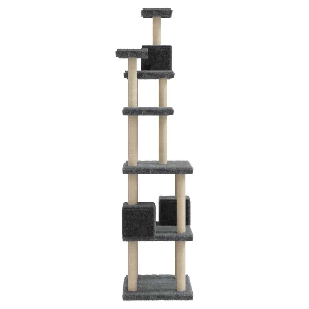 Škrabadlo pro kočky se sisalovými sloupky tmavě šedé 188 cm