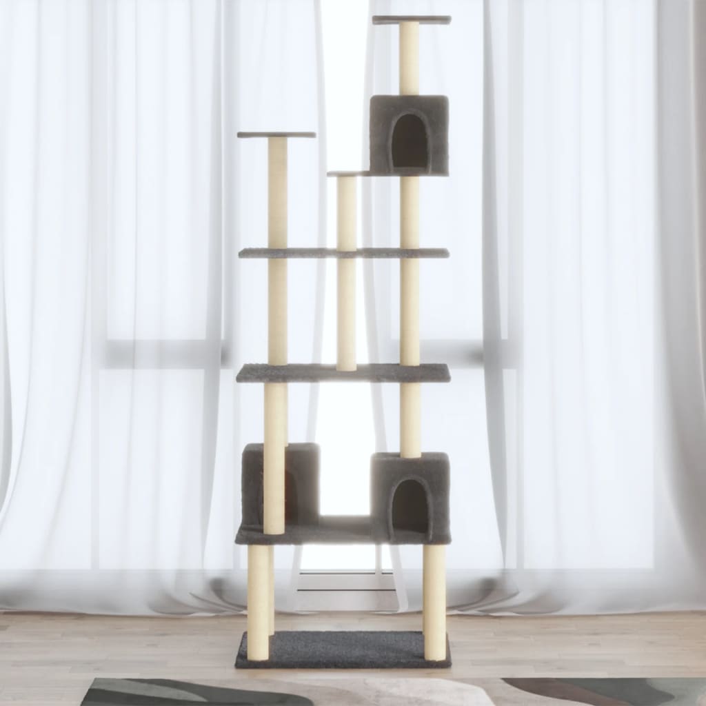 Škrabadlo pro kočky se sisalovými sloupky tmavě šedé 188 cm