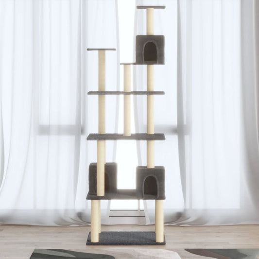 Škrabadlo pro kočky se sisalovými sloupky tmavě šedé 188 cm