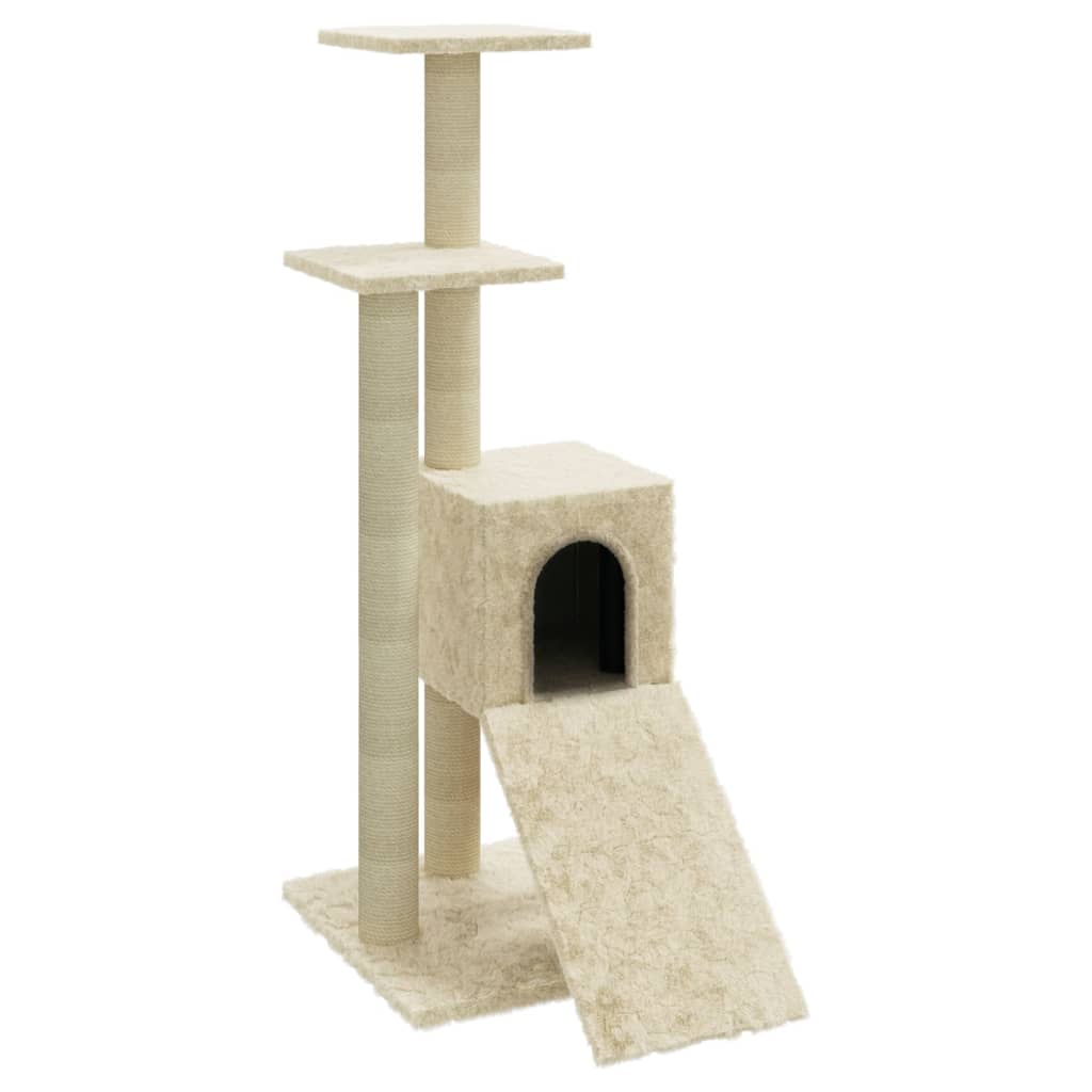 Škrabadlo pro kočky se sisalovými sloupky krémové 92 cm
