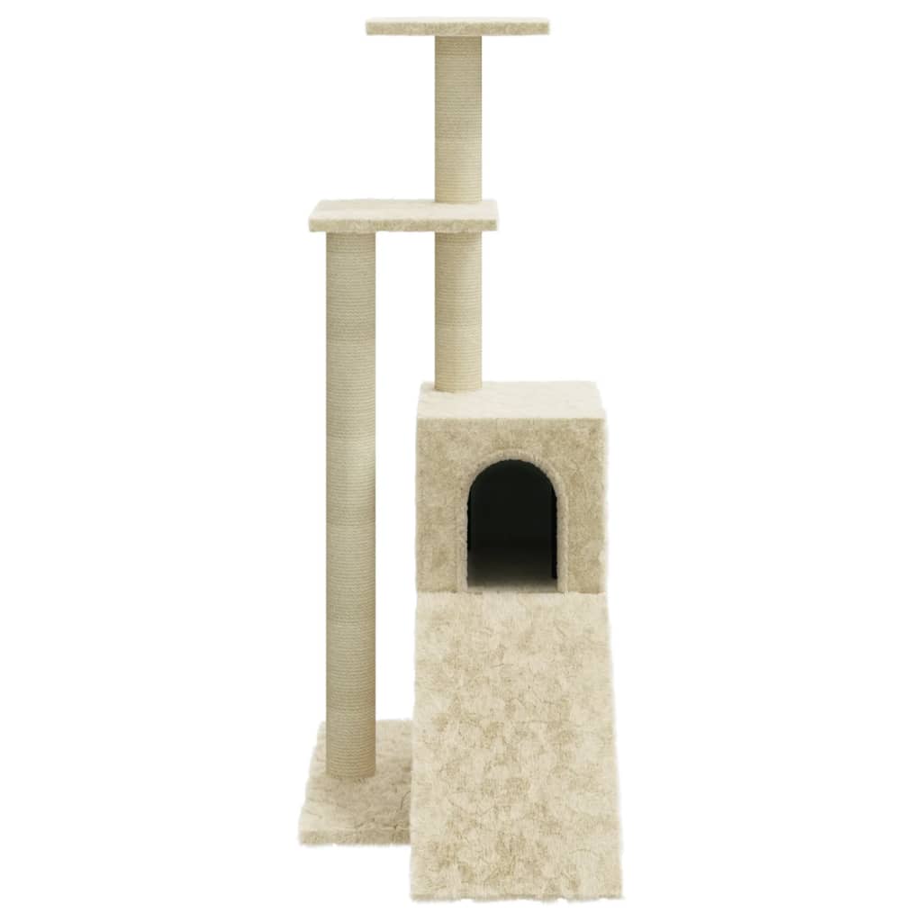 Škrabadlo pro kočky se sisalovými sloupky krémové 92 cm