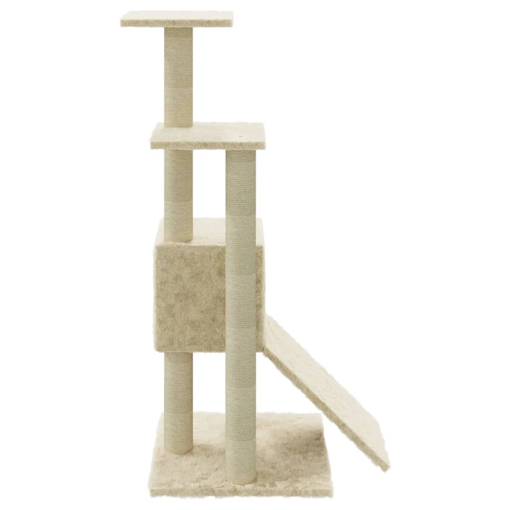 Škrabadlo pro kočky se sisalovými sloupky krémové 92 cm
