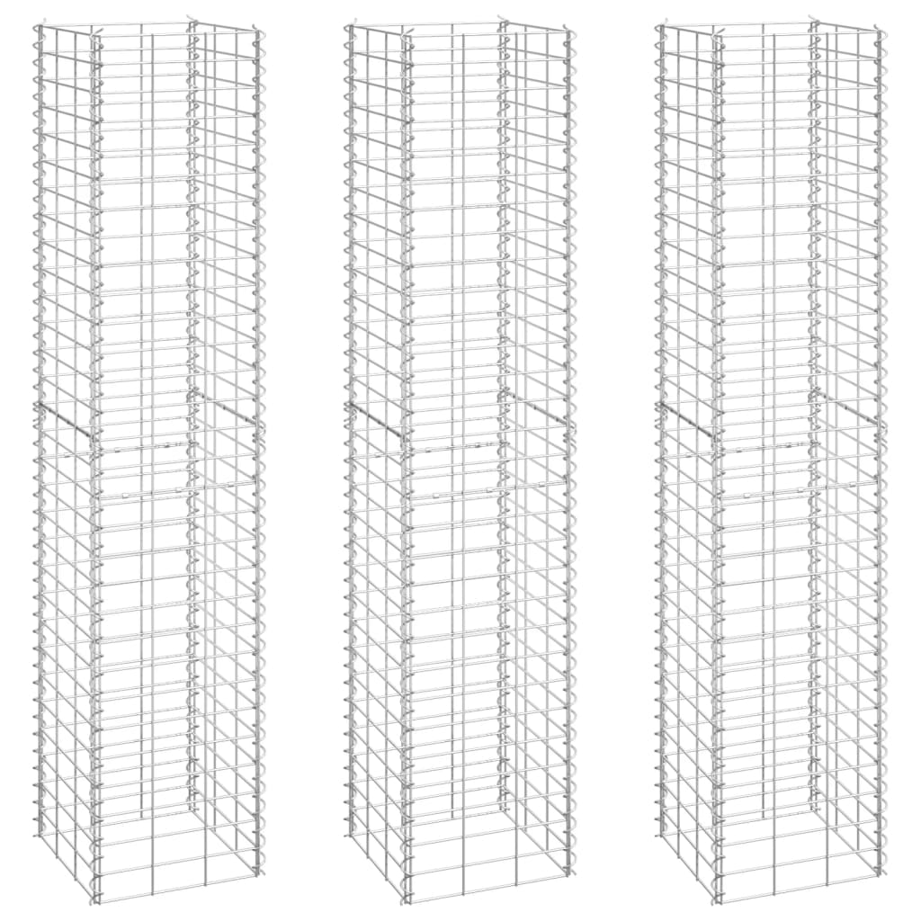 Gabionové vyvýšené záhony 3 ks 30 x 30 x 150 cm železo