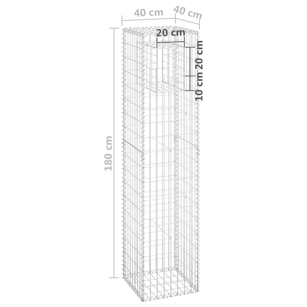 Gabionové sloupky 2 ks 40 x 40 x 180 cm železo