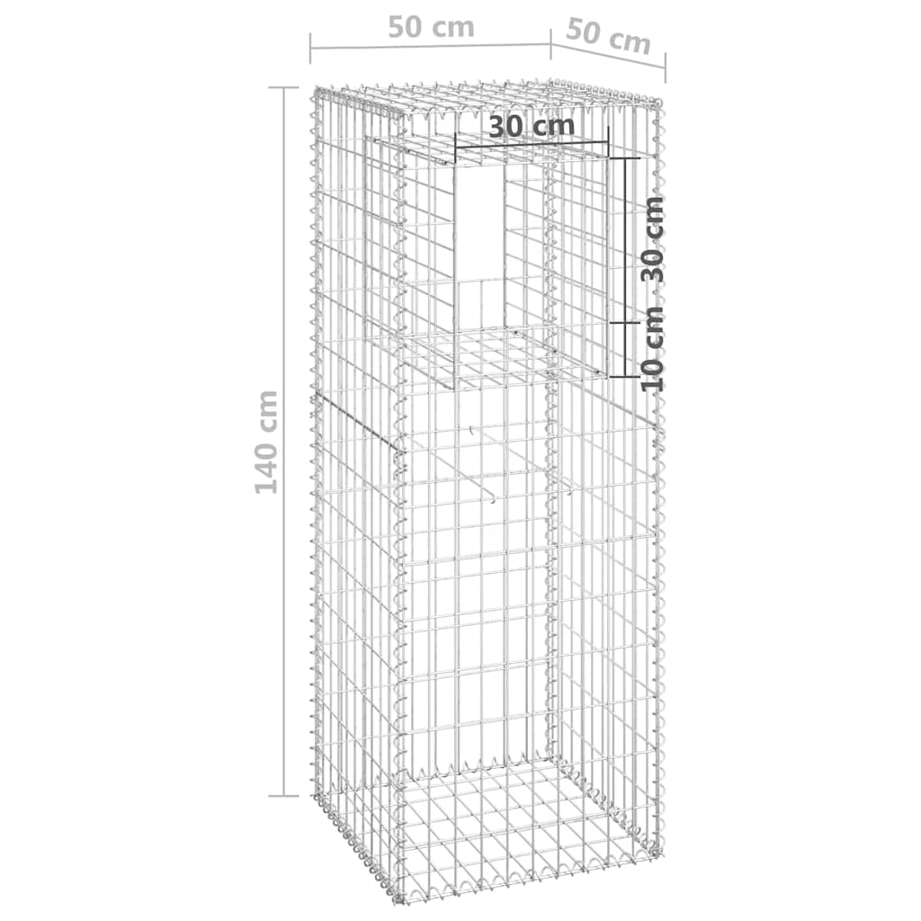 Gabionové sloupky 2 ks 50 x 50 x 140 cm železo