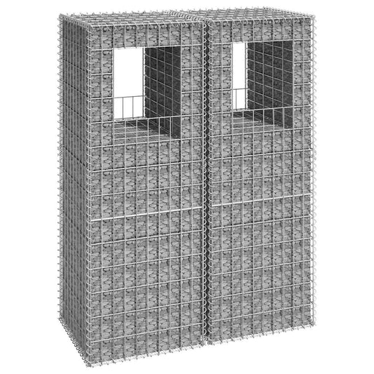 Gabionové sloupky 2 ks 50 x 50 x 140 cm železo