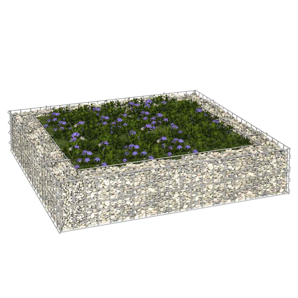 Gabionový vyvýšený záhon pozinkovaná ocel 100 x 100 x 20 cm