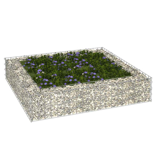 Gabionový vyvýšený záhon pozinkovaná ocel 100 x 100 x 20 cm