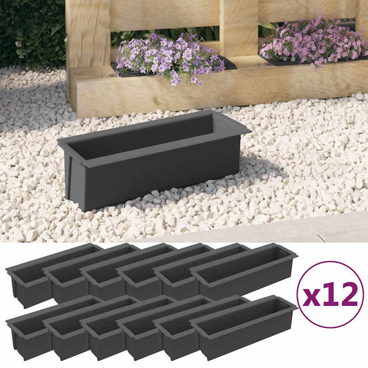 Květinové truhlíky na europalety 12 ks šedé 36x13,5x9,5 cm PP
