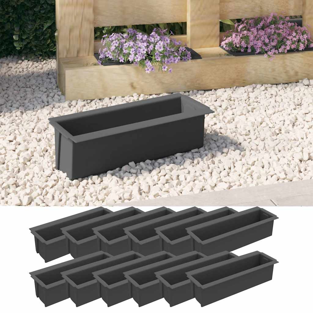 Květinové truhlíky na europalety 12 ks šedé 36x13,5x9,5 cm PP