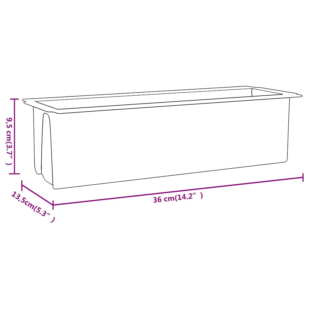 Květinové truhlíky na europalety 12 ks šedé 36x13,5x9,5 cm PP