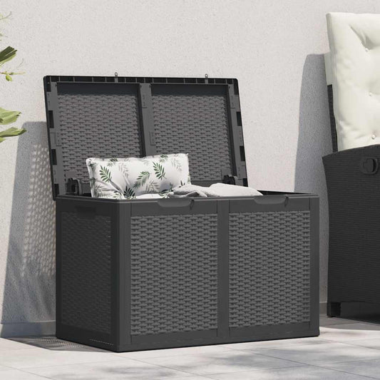 Zahradní úložný box 180 l černý PP ratan