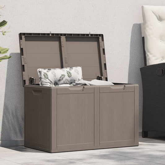 Zahradní úložný box 180 l hnědý PP vzhled dřeva