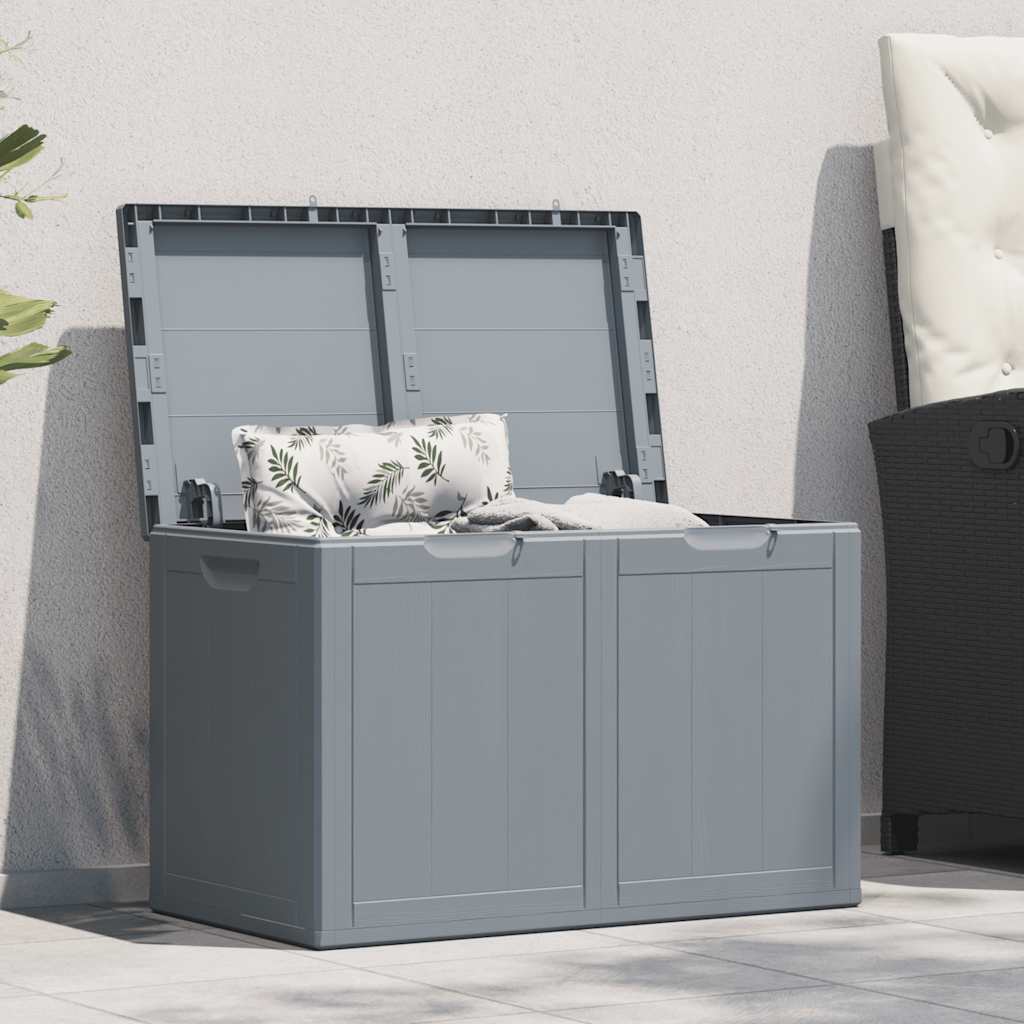 Zahradní úložný box 180 l šedý PP vzhled dřeva