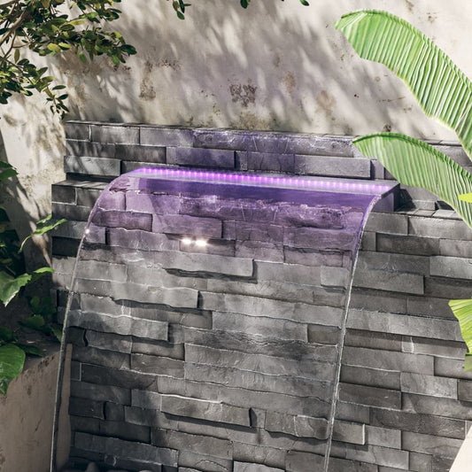 Přelivový vodopád s RGB LED osvětlením akryl 108 cm