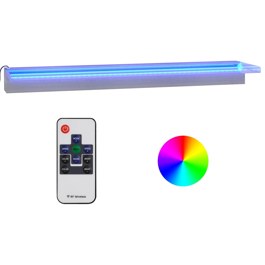 Přelivový vodopád s RGB LED osvětlením nerezová ocel 90 cm