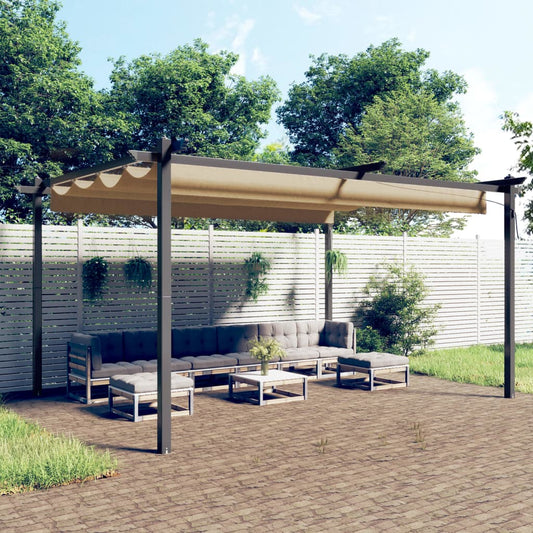 Zahradní altán se zatahovací střechou 4 x 3 m taupe