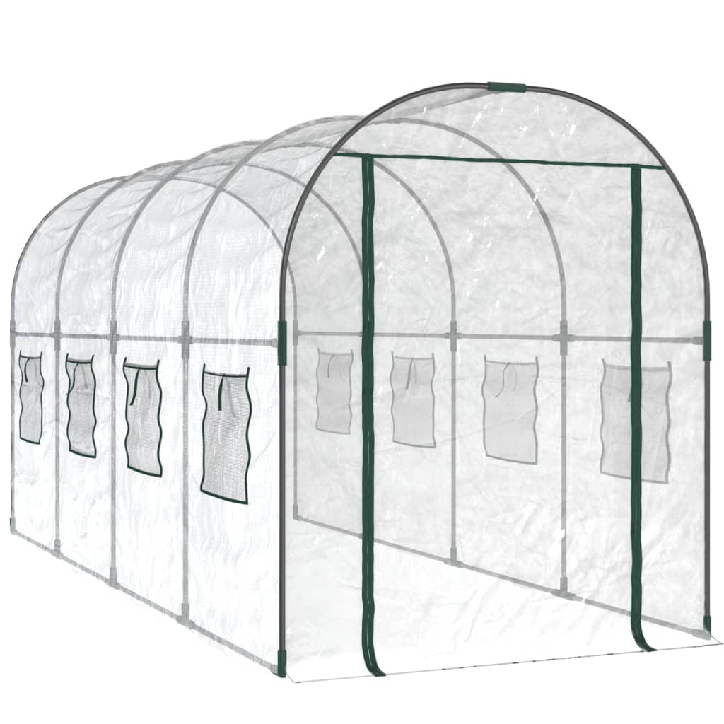 Skleník průhledný 160 x 400 x 190 cm PVC práškově lakovaná ocel