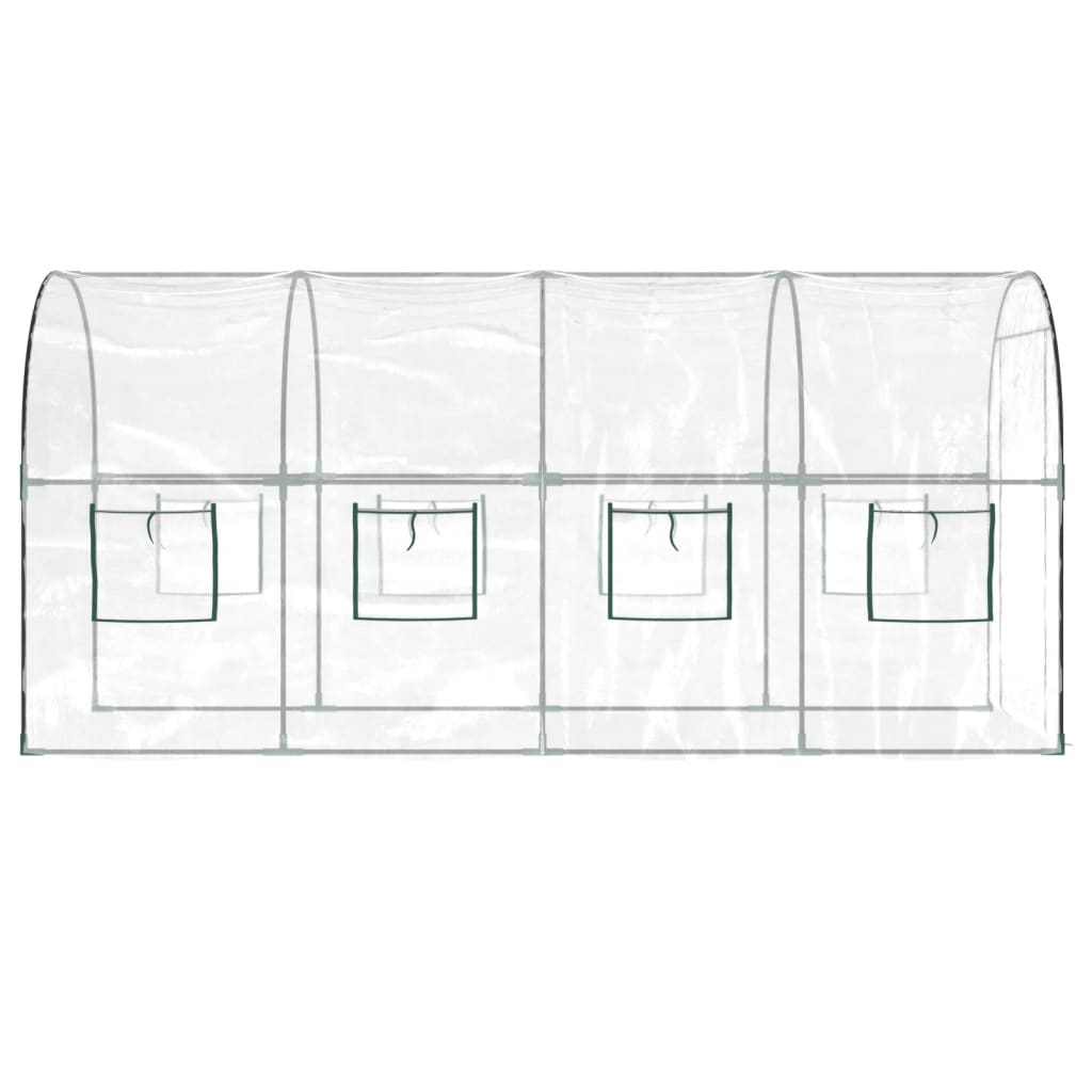 Skleník průhledný 160 x 400 x 190 cm PVC práškově lakovaná ocel