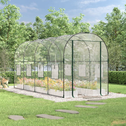 Skleník průhledný 160 x 400 x 190 cm PVC práškově lakovaná ocel