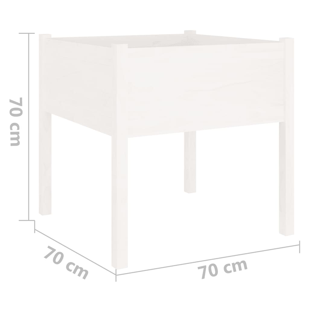 Zahradní truhlíky 2 ks bílé 70 x 70 x 70 cm masivní borovice