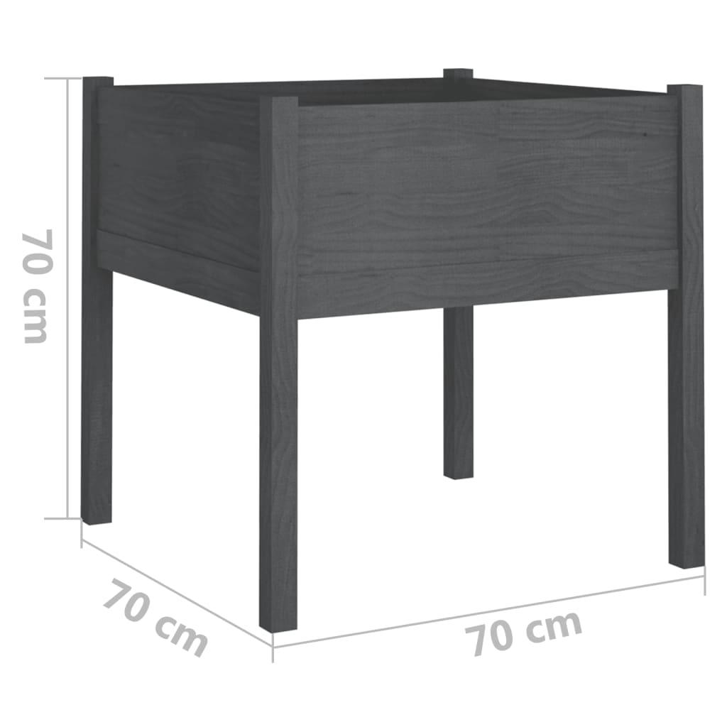 Zahradní truhlíky 2 ks šedé 70 x 70 x 70 cm masivní borovice