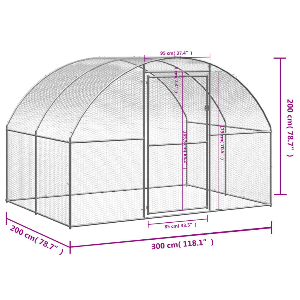 Venkovní klec pro kuřata 3 x 2 x 2 m pozinkovaná ocel