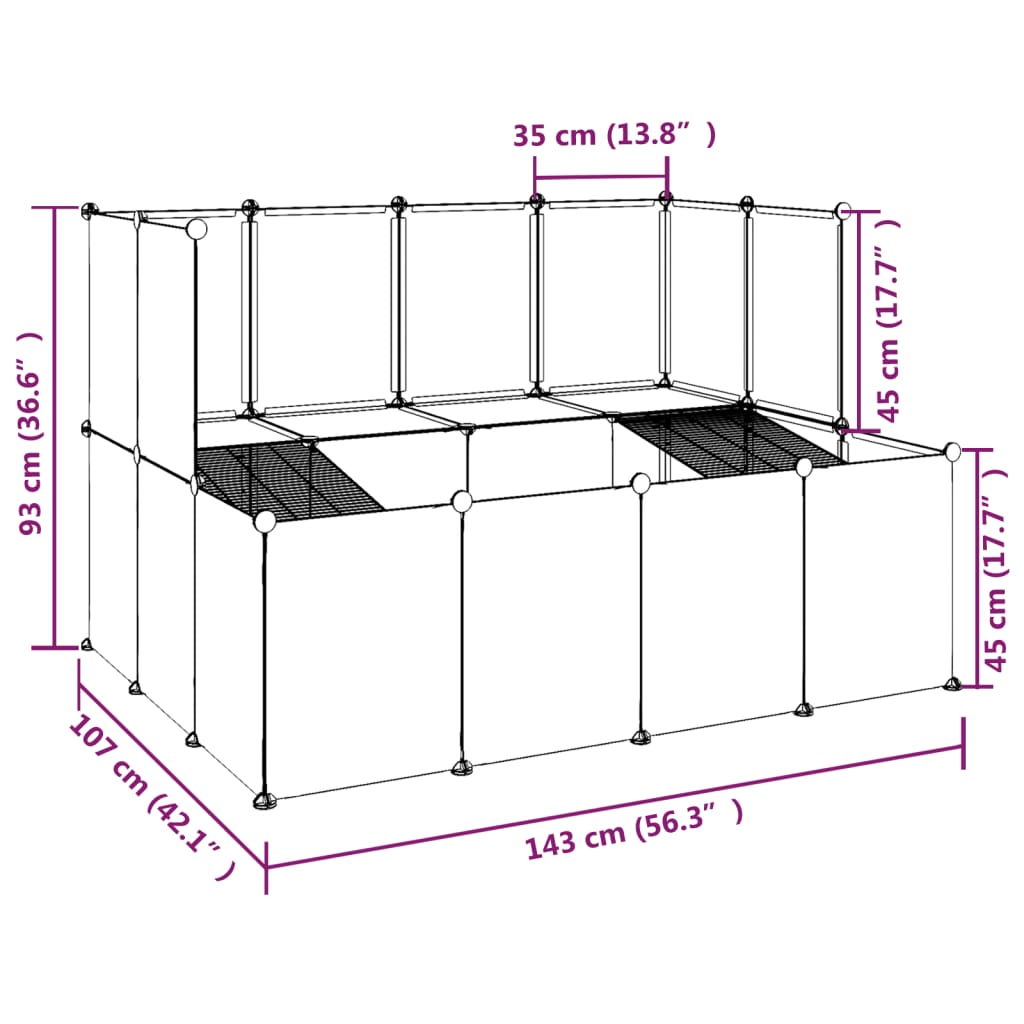 Klec pro malá zvířata černá 143 x 107 x 93 cm PP a ocel