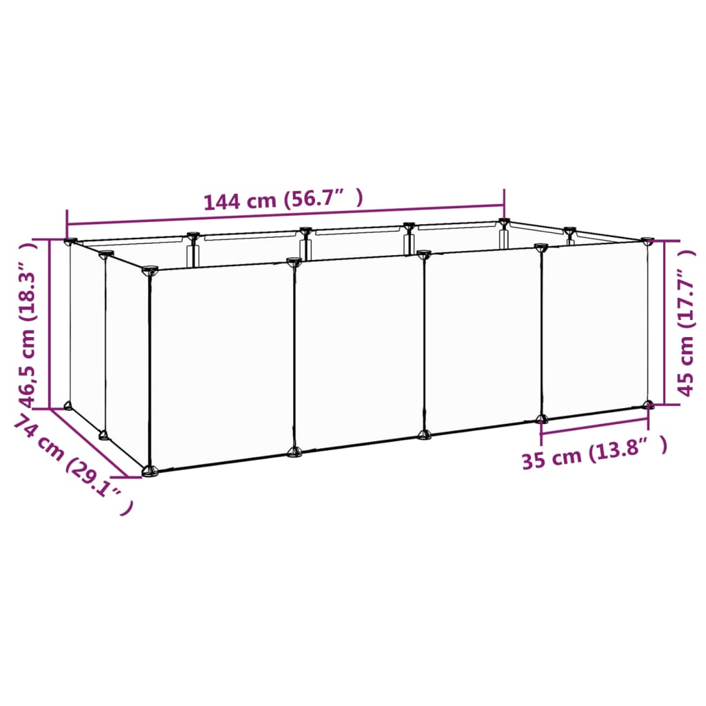 Klec pro malá zvířata průhledná 144 x 74 x 46,5 cm PP a ocel