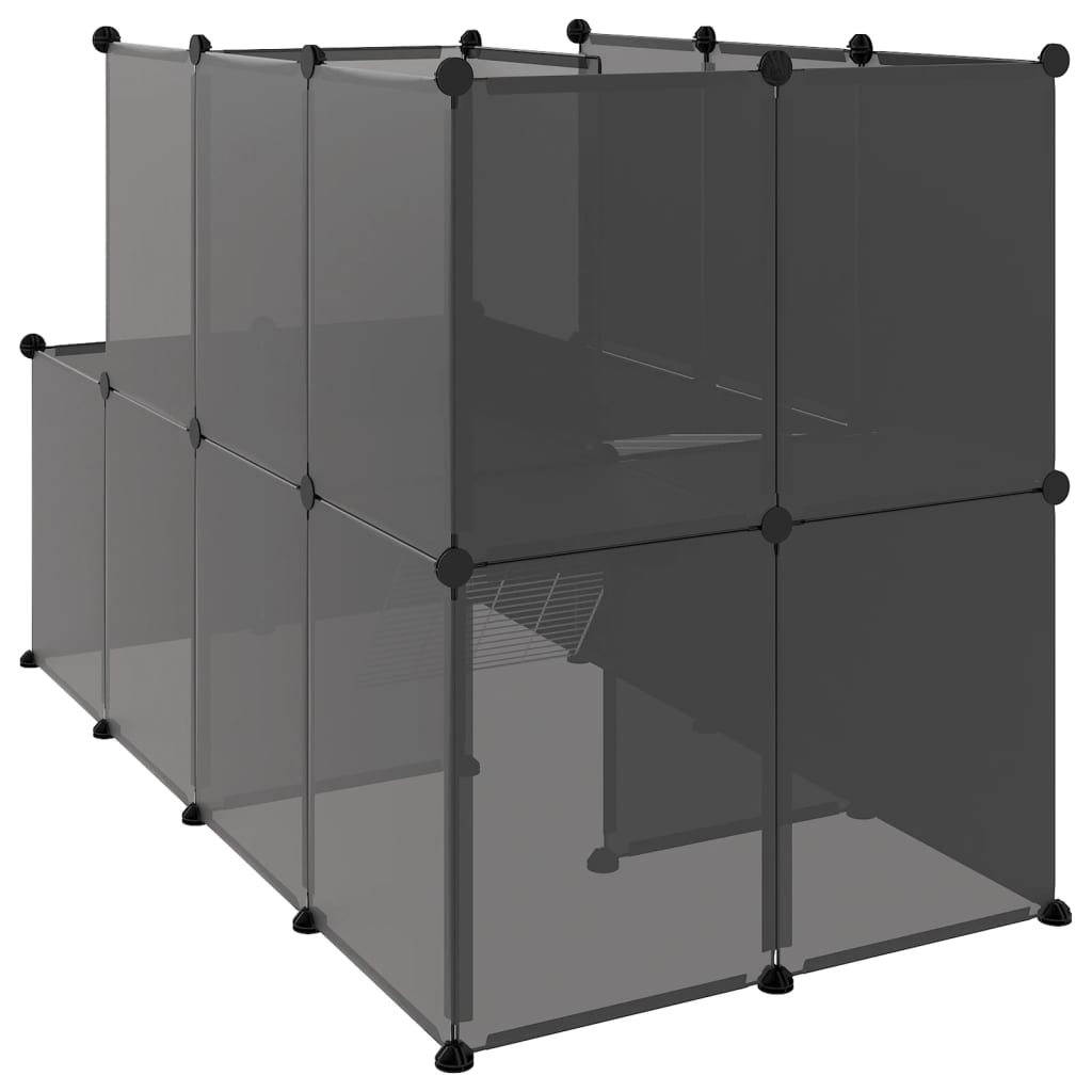 Klec pro malá zvířata černá 142 x 74 x 93 cm PP a ocel