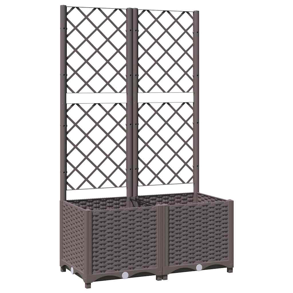 Zahradní truhlík s treláží hnědý 80 x 40 x 136 cm PP