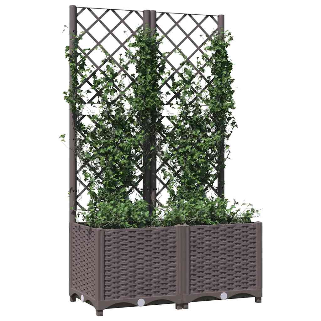 Zahradní truhlík s treláží hnědý 80 x 40 x 136 cm PP