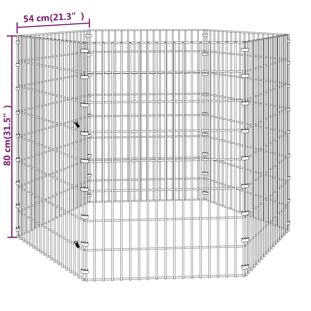 Ohrádka pro zvířata 6 panelů 54 x 80 cm pozinkované železo