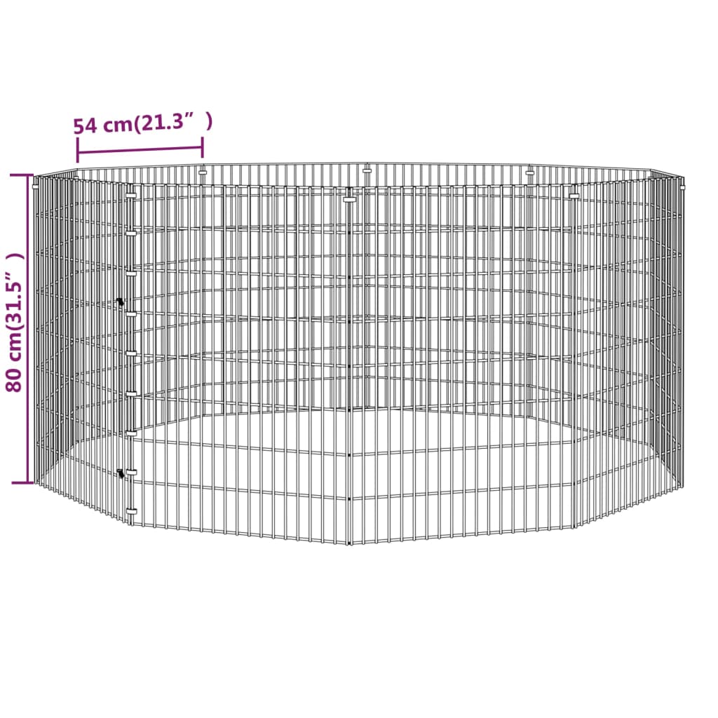 Ohrádka pro zvířata 10 panelů 54 x 80 cm pozinkované železo