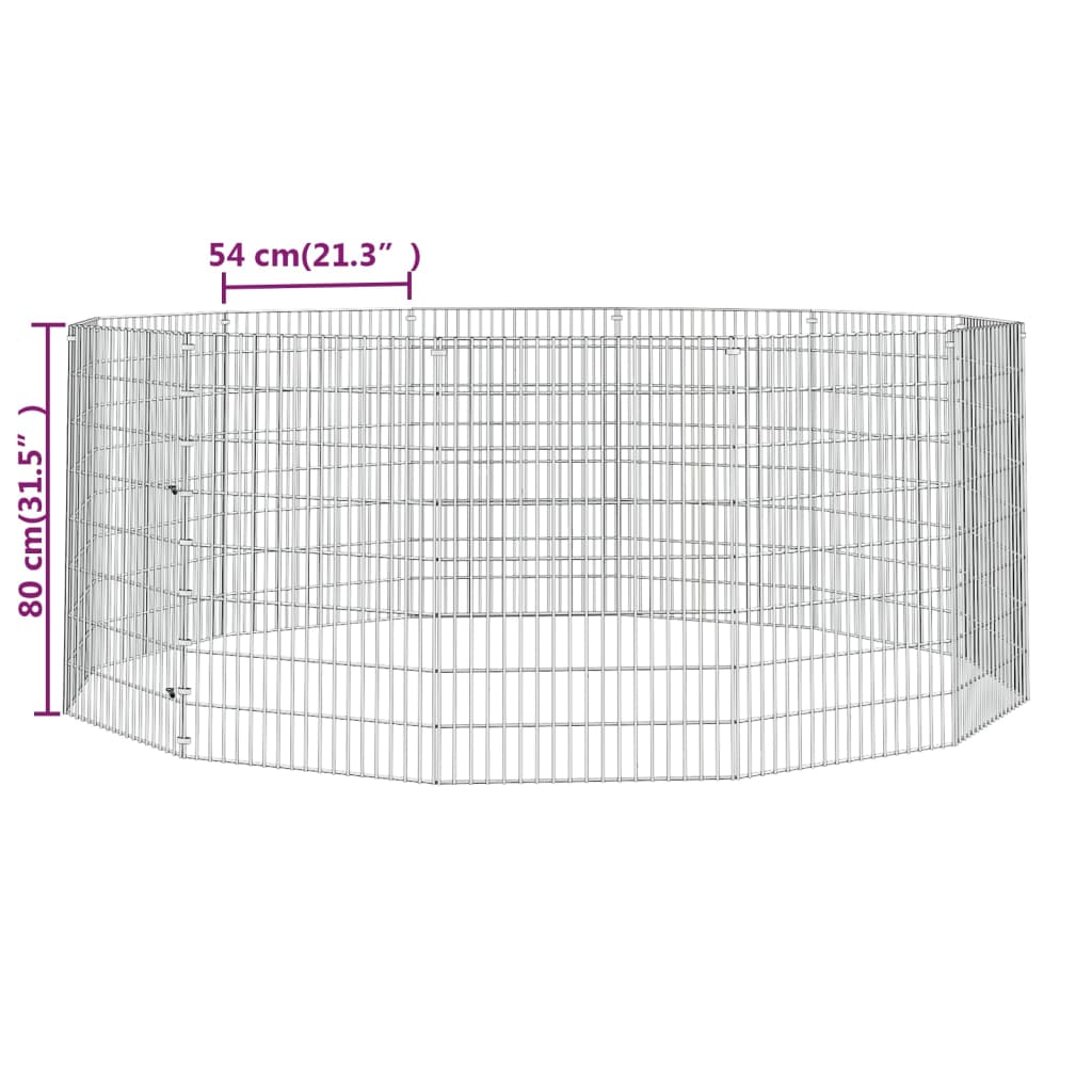 Ohrádka pro zvířata 12 panelů 54 x 80 cm pozinkované železo