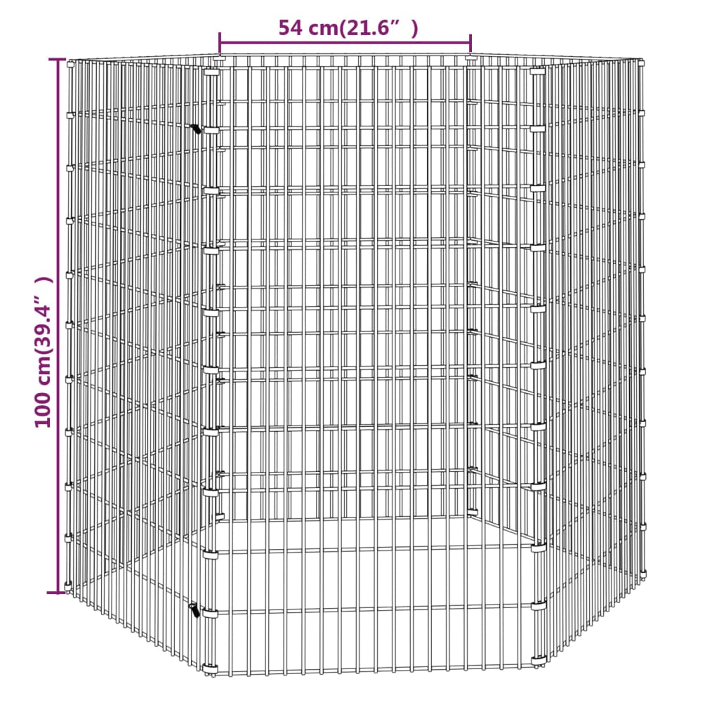 Ohrádka pro zvířata 6 panelů 54 x 100 cm pozinkované železo