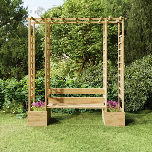 Zahradní pergola s lavicí a truhlíky impregnovaná borovice