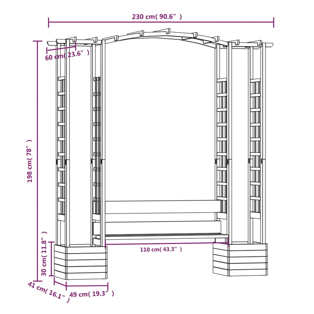 Zahradní pergola s lavicí a truhlíky impregnovaná borovice