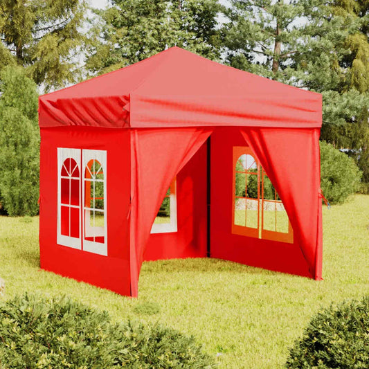 Skládací party stan s bočními stěnami červený 2 x 2 m